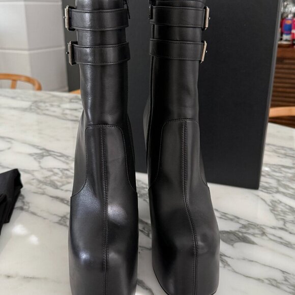 YSL Saint Laurent 687651 Women's Mina 95 Black Platform Leather Boots sz 40 - Picture 13 of 16